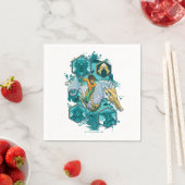 海を渡る海の馬に乗るアクアマン スタンダードカクテルナプキン (インサイチュ)