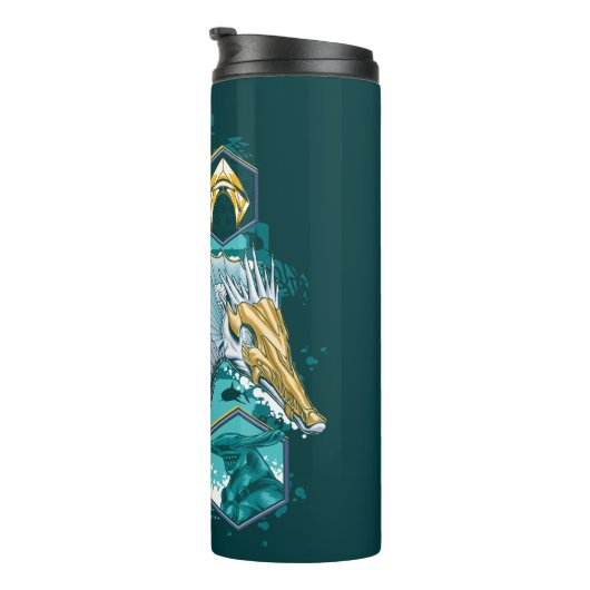 海を渡る海の馬に乗るアクアマン タンブラー (回転右)