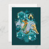 海を渡る海の馬に乗るアクアマン ポストカード (正面/裏面)