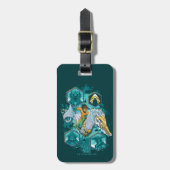 海を渡る海の馬に乗るアクアマン ラゲッジタグ (正面縦)