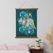 海を渡る海の馬に乗るアクアマン 吊り下げ型タペストリー (寝室)