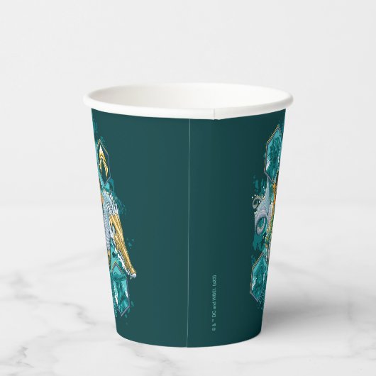 海を渡る海の馬に乗るアクアマン 紙コップ (右)