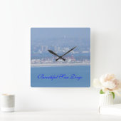 海を渡る眺め スクエア壁時計 (ホーム)