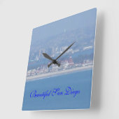 海を渡る眺め スクエア壁時計 (傾斜)