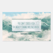 「海を渡る」感動的引用文 長方形シール (正面)
