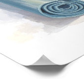 海を背景にしたヨガストレッチ&シップ ポスター (角)