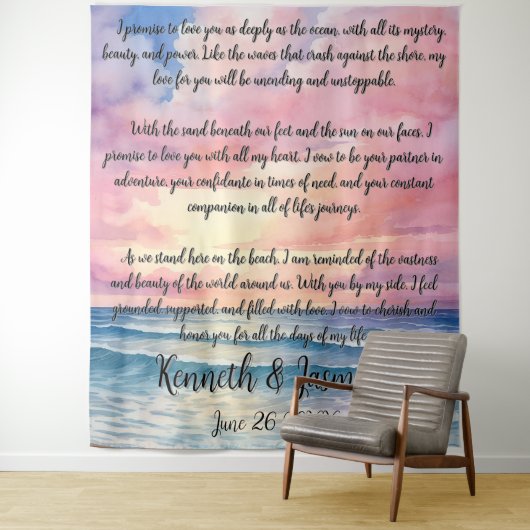 海を背景に描かれた絶え間結婚ない誓い タペストリー (インサイチュ)