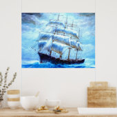 海を航行する帆船 ポスター (キッチン)