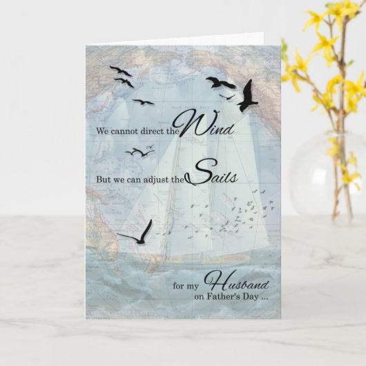 海を航行する父の日の夫のために カード (黄色い花)