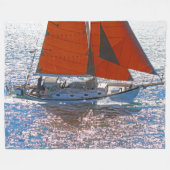 海を航行する フリースブランケット (正面(横))