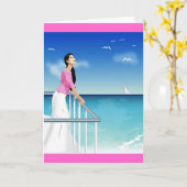 海を見ている人 カード (黄色い花)