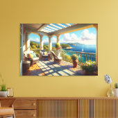 海を見下ろすサニーバルコニー キャンバスプリント (インサイチュ (リビング))