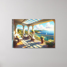 海を見下ろすサニーバルコニー キャンバスプリント