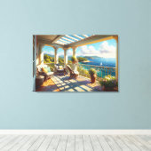 海を見下ろすサニーバルコニー キャンバスプリント (インサイチュ (ウッドフロア))