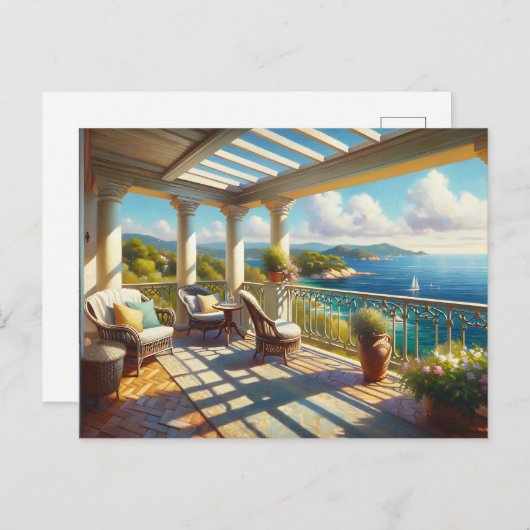 海を見下ろすサニーバルコニー ポストカード (正面/裏面)