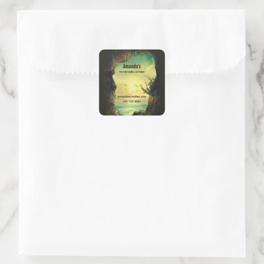 海を見下ろす洞窟の風光明媚な写真事業 スクエアシール (バッグ)