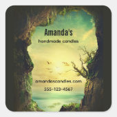 海を見下ろす洞窟の風光明媚な写真事業 スクエアシール (正面)