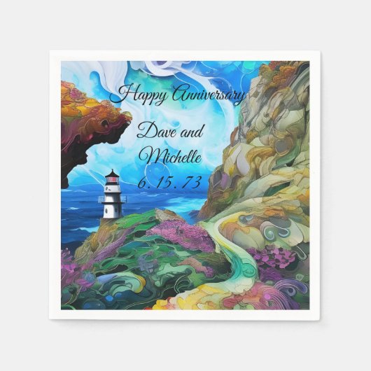 海を見下ろす灯台 スタンダードカクテルナプキン (正面)