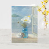 海を見下ろす白い花 カード (黄色い花)