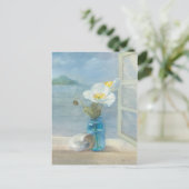 海を見下ろす白い花 ポストカード (スタンド正面)