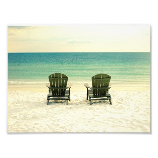 海を見下ろす2つのビーチチェア フォトプリント            (正面)