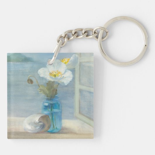 海を見落とす白い花 キーホルダー (裏面)