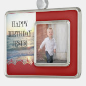 海を越えてのイエスの誕生日おめでとう シルバープレートフレームオーナメント (左)