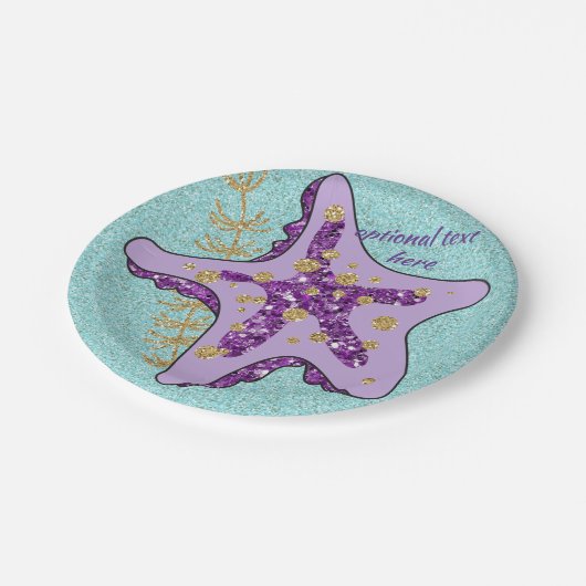 海アクアグリッターパープルスターフィッシュ紙プレート ペーパープレート (アングル)
