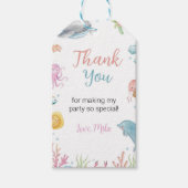 海アニマルパステルガール誕生日サンキューユーラベル ギフトタグ (正面)