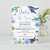 海アニマルボーイ亀誕生日招待状 招待状 (スタンド正面)