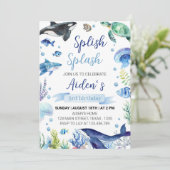 海アニマルボーイ誕生日招待状アンダーザシー 招待状 (スタンド正面)