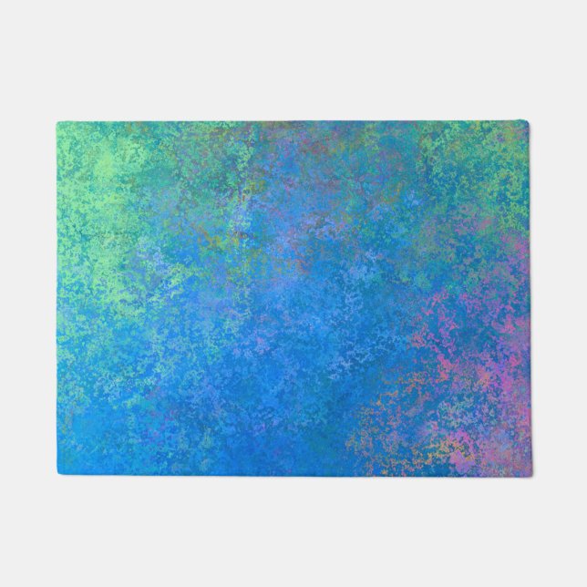 海アルコールインクでアクリル抽象芸術注ぎ ドアマット (正面)