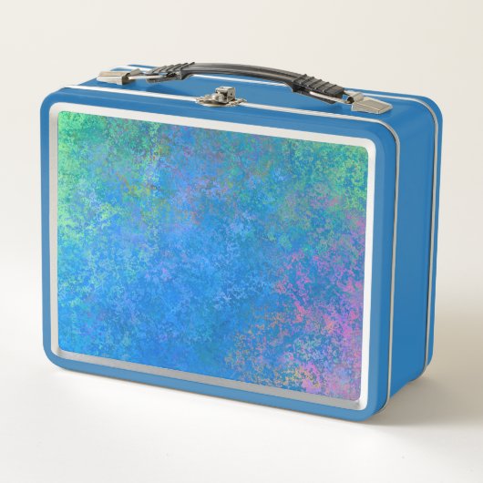海アルコールインクでアクリル抽象芸術注ぎ メタルランチボックス (正面)