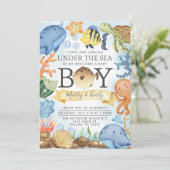 海アンダーザシーボーイベビーシャワー招待状 招待状 (スタンド正面)