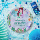 海アンダーザシーマーメイドテーマハッピーバースデー ペーパープレート (パーティー)