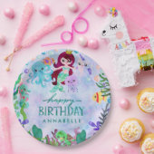 海アンダーザシーマーメイドテーマハッピーバースデー ペーパープレート (パーティー)