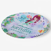 海アンダーザシーマーメイドテーマハッピーバースデー ペーパープレート (アングル)