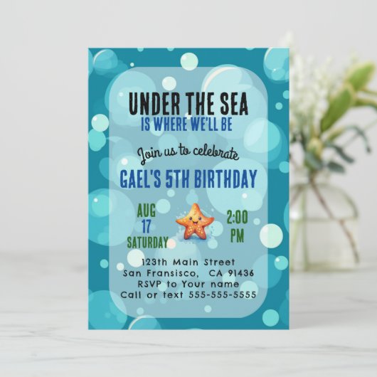 海アンダーザシー誕生日招待状 招待状 (スタンド正面)