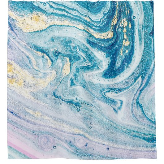 海アート：大理石瑪瑙の渦巻き。 シャワーカーテン (正面)