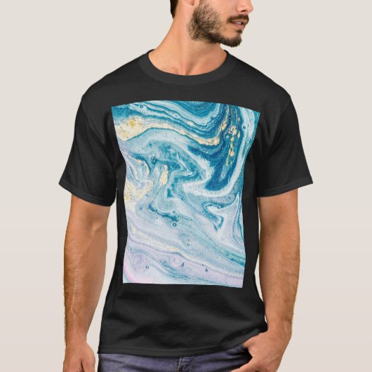海アート：大理石瑪瑙の渦巻き。 Tシャツ (正面)