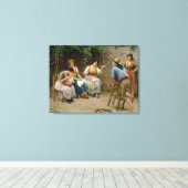 海イタリアンの男の子と女性の噂話を楽しむ男の子 キャンバスプリント (インサイチュ (ウッドフロア))