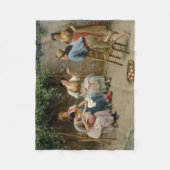 海イタリアンの男の子と女性の噂話を楽しむ男の子 フリースブランケット (正面)