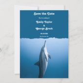 海イルカ沿岸のネイビーブルー結婚 セーブザデート (正面)