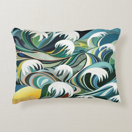 海インスパイアの模様 アクセントクッション (正面)