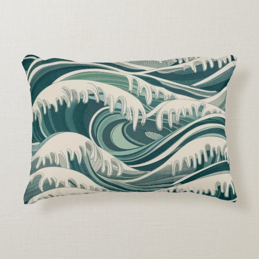 海インスパイアの模様 アクセントクッション (正面)