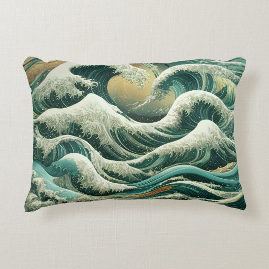 海インスパイアの模様 アクセントクッション (正面)