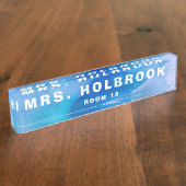 海インスパイアブルー水彩先生ズデスク デスクネームプレート (側面)