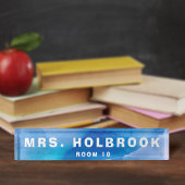 海インスパイアブルー水彩先生ズデスク デスクネームプレート