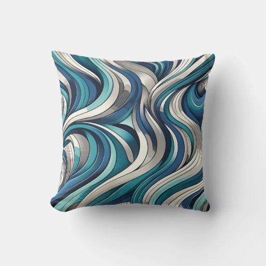海インスパイア波模様 クッション (正面)