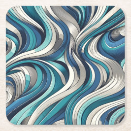 海インスパイア波模様 スクエアペーパーコースター
